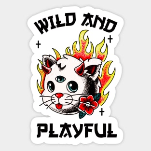 WAP Wild Cool Biker Cat Purring And Playful Evil Wittle Fireball of Furry Fury Art Sticker